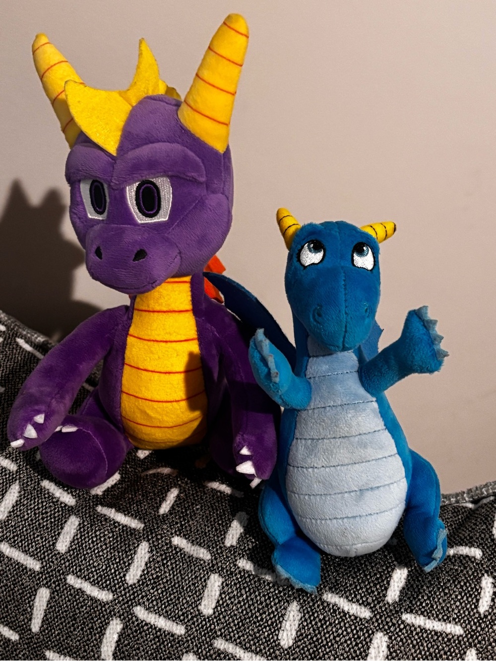 Vintage SPY Play By Play Purple and Yellow Dragon Plush with Blue Companion